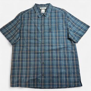 Columbia Men's Navy and Tan Plaid Shirt